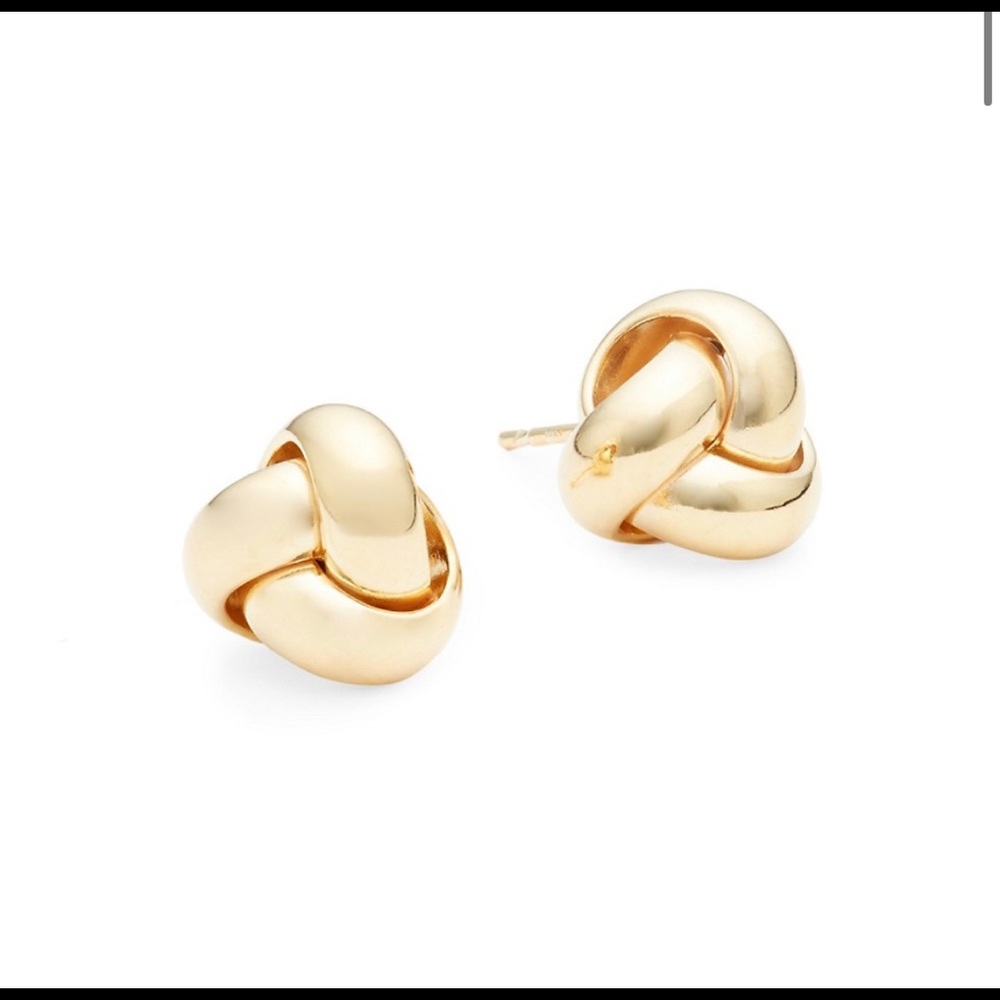 Yellow gold love knot stud earrings 14k Saks